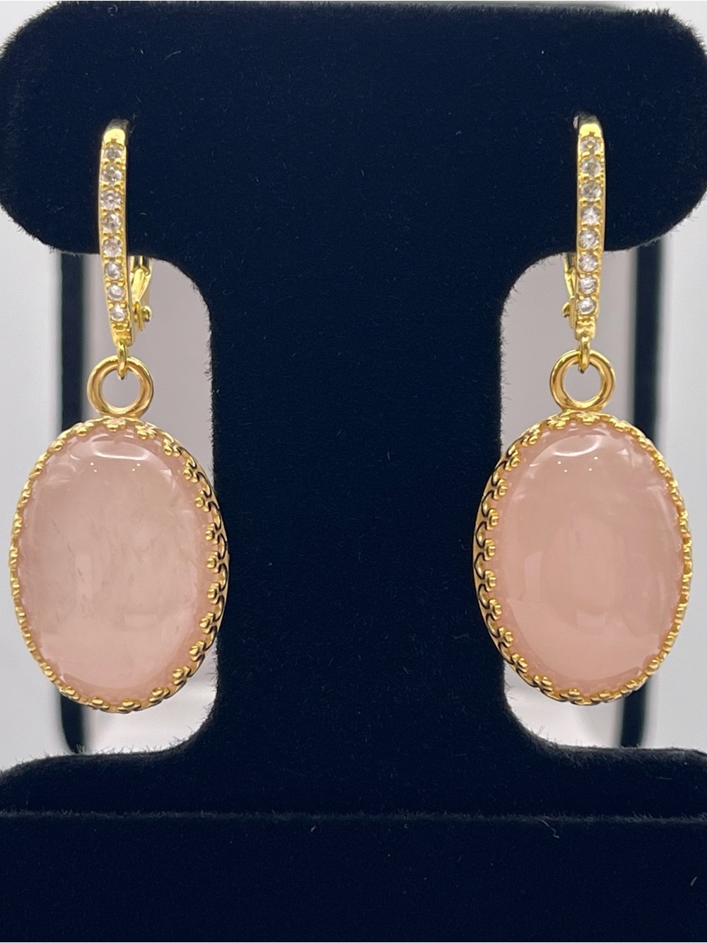 18x13mm 1.5” Oval Rose Quartz Earrings in 14k Yellow Gold Vermeil Jewelry Gift